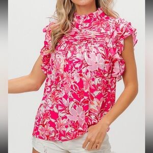 Bibi Floral Print Top size L NWT